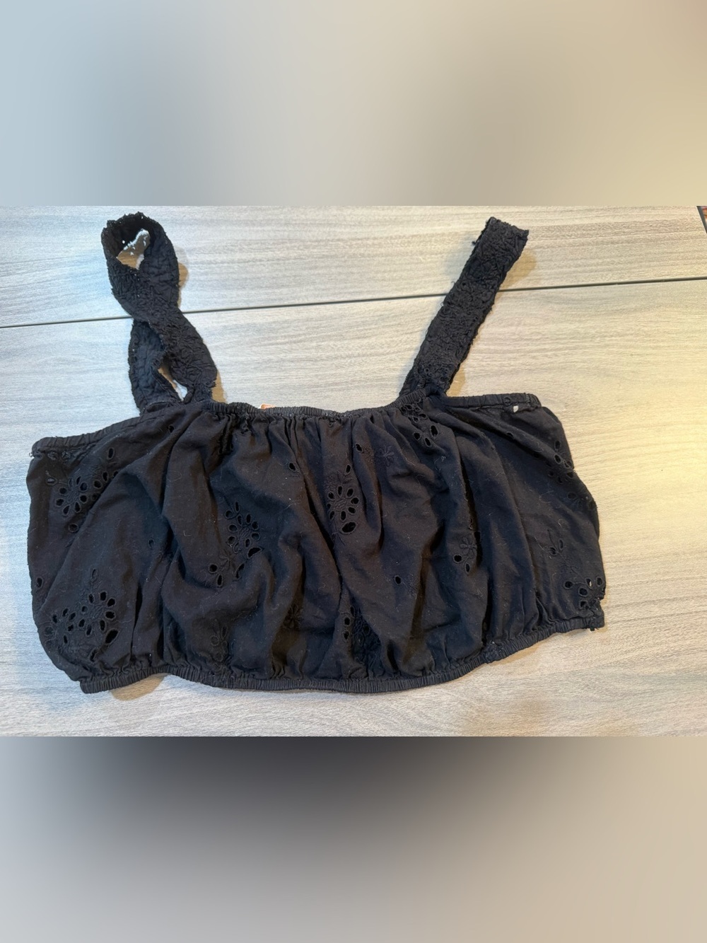 Zara Black Eyelet Cropped Tank Top
